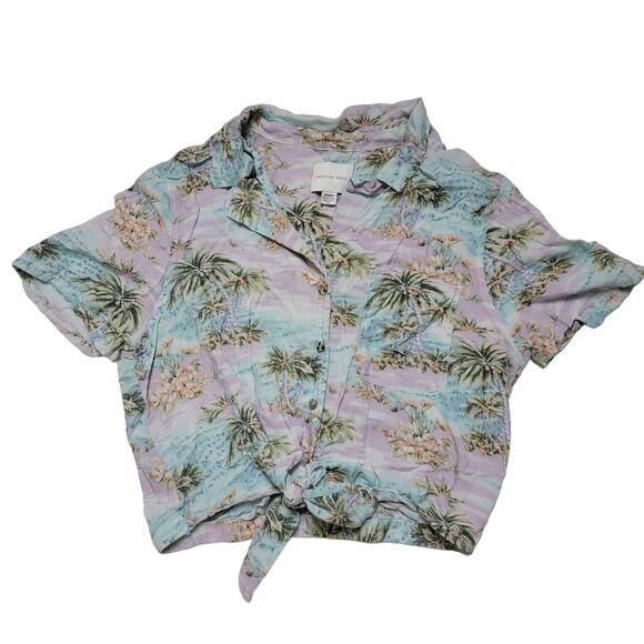 American Eagle Hawaiian Crop Top SZ Medium - Picture 1 of 3